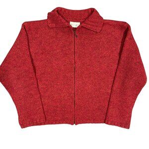 Vintage 90s Charlotte Halton Tricots 100% Virgin Wool Zip Up Knit Sweater Medium